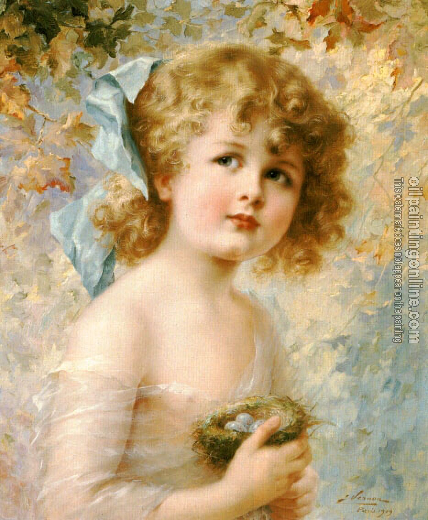 Vernon, Emile - Girl Holding a Nest